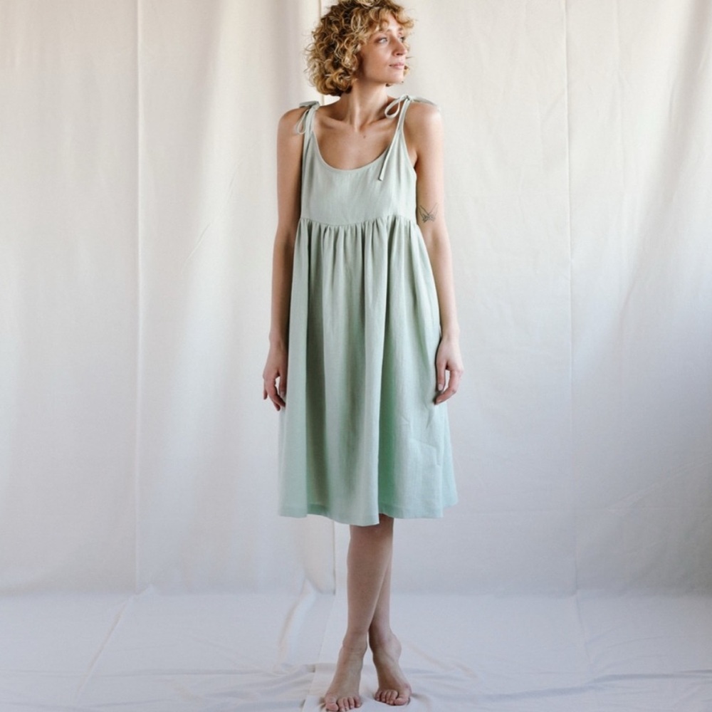 Sage Green Linen Dress